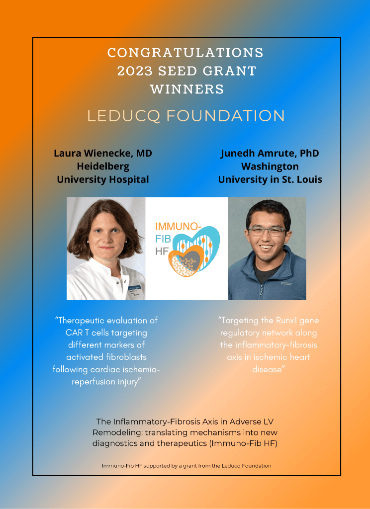 Announcement flyer for Early Career Investigator Seed Grant winners- Laura Wienecke and Junedh Amrute